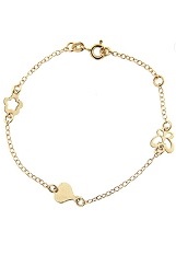 superb itty-bitty butterfly flower and heart baby gold bracelet